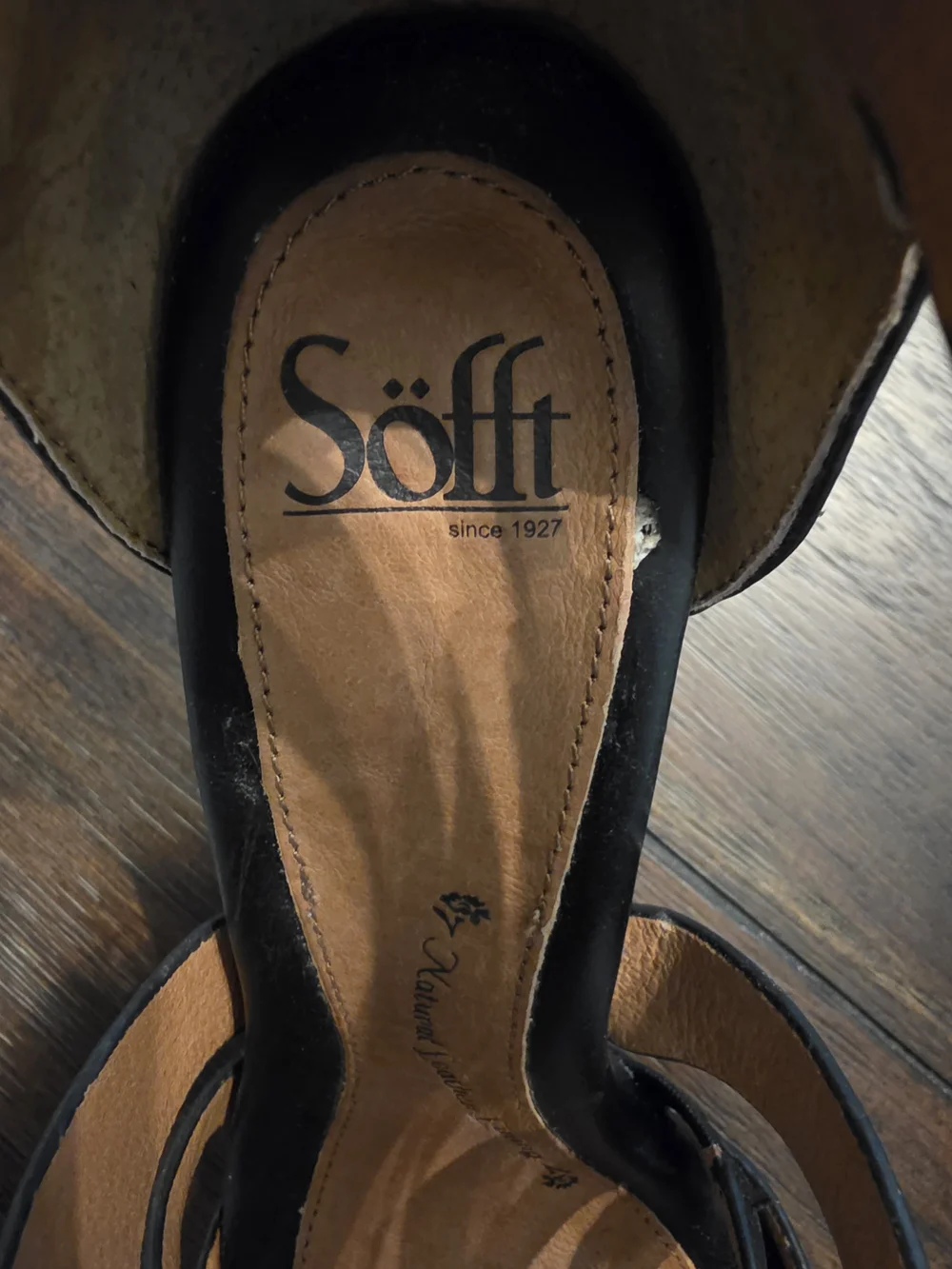 Sofft Black Leather Strappy Buckle Heels for Women
